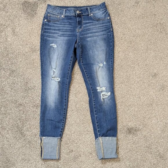 Maurices Blue Distressed Skinny Jeans - Picture 1 of 4